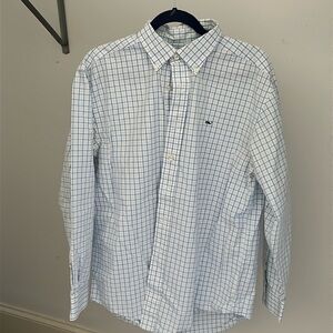 Vineyard Vines Blue & White Windowpane Button-Down Shirt